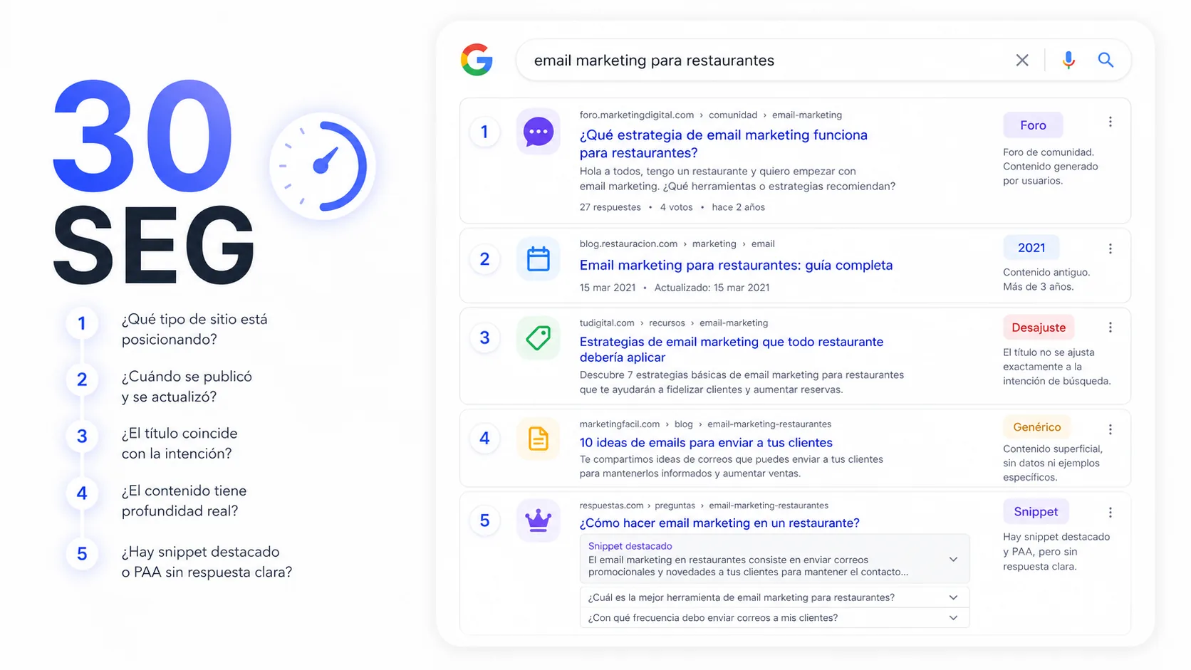 Análisis de 30 segundos para detectar una keyword fácil