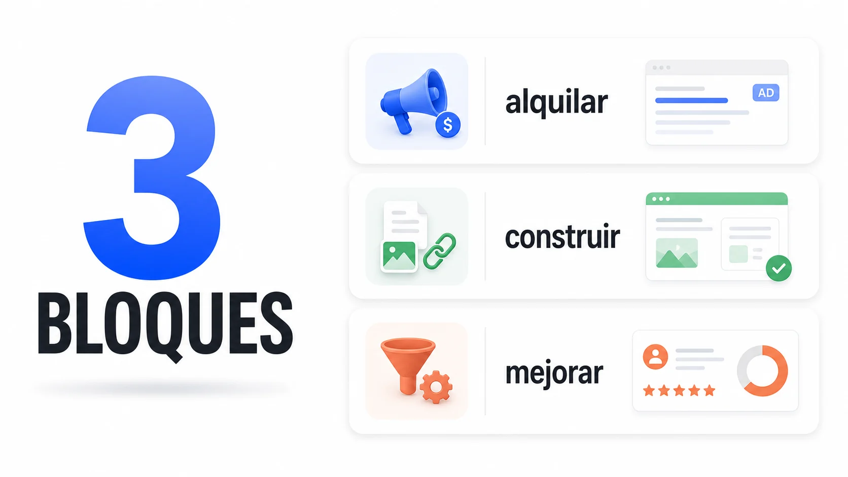 Alquilar, construir y mejorar como forma de pensar en SEO, PPC y conversión