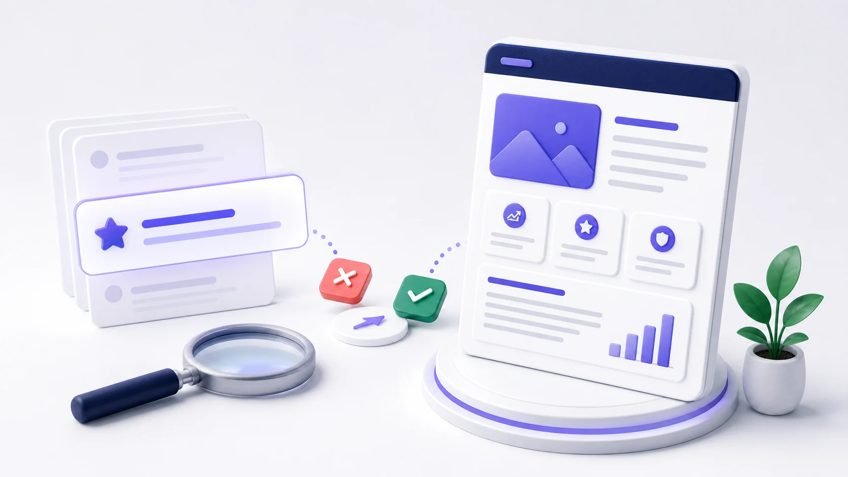 Visual editorial de una keyword que se expande en una página SEO completa
